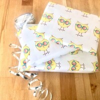 Owl hand crafted colourful themed wrapping paper - 3 sheets (66x48cm)