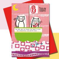 Sixth Birthday Card, Girls Birthday, Nursery Rhyme, Owl and the Pussy Cat