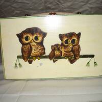 Wood Box Owl Purse - 1970's - Top Handle