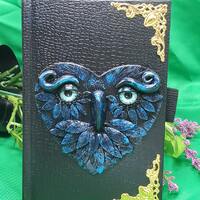 Polymer clay owl journal/sketchbook