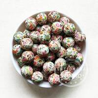 15mm Owl Print Silicone Beads, Silicone Beads Bulk, Round Silicone Beads for Keychain Lanyards Makin