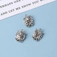 Adorable Mini Owl Charms Sweet Little Double Sided Puffed Owl Charms with Star Design Owl Jewelry Su