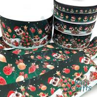USDR Christmas Owls Tree Presents Double Sided Ombre Grosgrain Ribbon You Choose Width