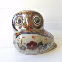 Vintage Tonala OWL Pottery, Mexican Folk Art, Large, Signed, Boho Japandi