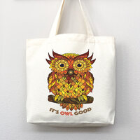 Cross Stitch Owl Canvas Tote Bag: Handmade Everyday Bag