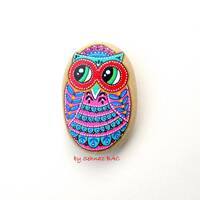 Owl Stone - Hand Painted - I Sassi dell'Adriatico (Adriatic Sea Stone)