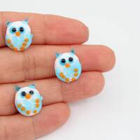 12x15MM Owl Murano Glass Beads, Handmade Owl Charm, Lampwork Owl, Lampwork Beads, Handblown Beads, D