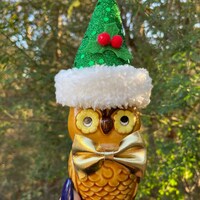 Vintage Owl Santa Collectible Figurine or Cake Topper