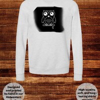 Owl Woodland Bird Sweatshirt Gray & Black Long Sleeved Adult S M L XL Men Women Mom Adult Teen T