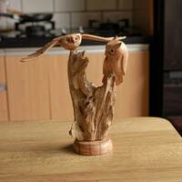 Eagle and Owl Sculpture 8.5 Inch / 21 cm, Bird Sculpture, Wooden Carving, Home Decor, Room Decor, Pe