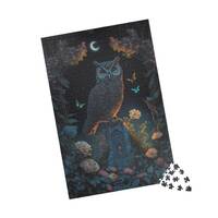 Magical Forest Owl Puzzle: Starry Moonlit Night Jigsaw