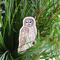 Wooden barred owl pin