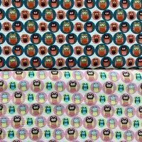 Owls fabric pink and teal. 100% cotton by Fabric Freedom. Quilting, sewing, dressmaking. By the half