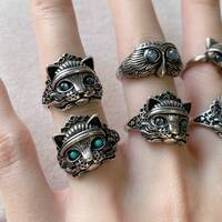 labradorite ring, Cat ring, owl ring, cat ring, fox ring, animal themed jewelry, cute ring gift for 