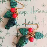 Owls and Holly Earrings