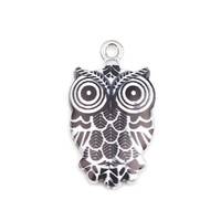 Black Owl charms fancy patterned color enamel top alloy black and white owl  styles charm metal char