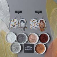 Owl Beaded Earrings: White Fringe Seed Bead Dangle Earrings