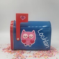 Personalized Owl Valentine Box, Personalized Valentine Mailbox, Valentine Mailbox, Valentines Day Mi