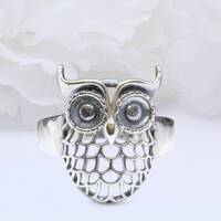 21mm Filigree Swirl Celtic Owl Band Ring 925 Sterling Silver Band Oxidized Owl Shape Ring Plain Thum