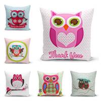 Colorful Owl Pillow Cover, Cute Animal Cushion, Playful Kids Decor, Whimsical Bird Art Throw Pillow 