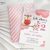 Owl Birthday Invite, Valentine Birthday Invitation, Pink Owl Valentines Day Party, Printable Digital