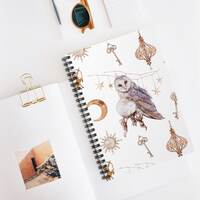 Celestial magic Owl Spiral Notebook - Ruled Line