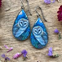 Owl Earrings, Owl Gift for her, Forestcore, Naturalist Art, Bird Watcher Gift, Nature Girl Gift, Orn
