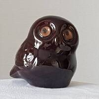 Swedish Vintage Owl Bird Ceramic Brown Glaze Figure Figurine Sculpture H 9 cm