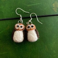 Felted Barn Owl Earrings