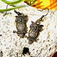 Antique Brass Mini Owl Earrings