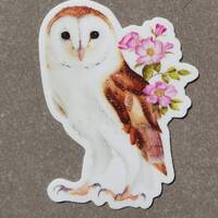 Barn owl and Rose vinyl sticker decal