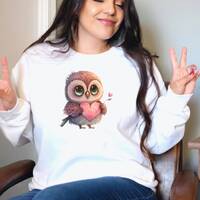 Owl Love Sweatshirt, Cute gift for Owl Lovers, Adorable Owl Tee, Valentines Day Owl Shirt