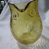 Trautman Amber Honeycomb Glass Owl Pitcher
