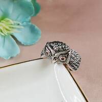 Sterling Silver Filled Owl Adjustable Ring | Retro Style Eagle Ring | Boho Hippie Funky | Open Size 