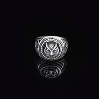 Owl Ring, Owl Signet Ring , Custom Signet Ring , Owl Oxidized Silver Ring , Anniversary, Memorial