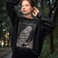Grunge Owl Graphic Sweatshirt: Gothic Alternative Clothing