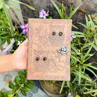 Personalized Leather Owl Journal, Handmade Rustic Diary, Custom Name Notebook