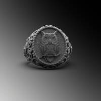Silver Owl Rings For Man Silver Owl Ring Mens Signet Ring Unique Silver Rings For Man Pinky Ring Men