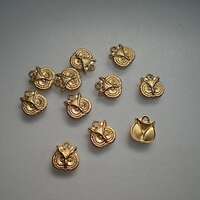 12 tiny brass owl head charms ZE321