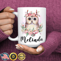 Personalized Owl Mug - Ceramic Owl Coffee Cup for Women - Owl Gift - Owl Gifts for Owl Lovers - Larg
