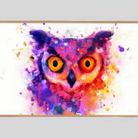 Colorful Owl Portrait: Samsung Frame TV Art (Digital Download)