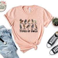 Types of Owls T-Shirt, Bird Lover Gift
