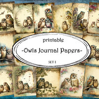 Printable Owls Journal Pages: Ephemera, Scrapbook Paper (Digital Paper)