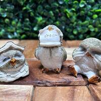 Beautiful Hand Sculpted Mini Reading Owls Poly Resin Figurines / Whimsical Hand Painted Detailed | C