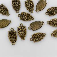 Owl Charm 18mm Long - Symbol of Wisdom and Change - Antiqued Bronze Color, 25pcs