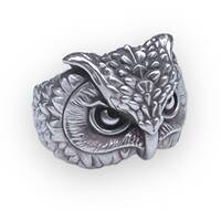 Owl Sterling Silver Ring, Curiosity and Wizardry Inspired Jewelry, Realistic Owl Statement Design