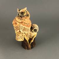 Owl Hamilton Collection &ldquo;Safe and Sound&rdquo; - Owl Mother and Child Figurine