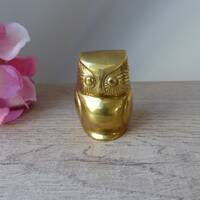 Ancienne Figurine Chouette en Laiton Vintage – Sculpture Miniature Hibou pour Collection, D&ea