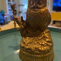 Handsome Brass Owls on leaves and branch