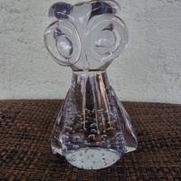 Vintage Glass Art Owl-Owl Figurine-Vintage Glass Owl-Damaged (see description)-Owl Paperweight-Hand 